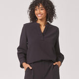 Blouse met v-hals - Navy