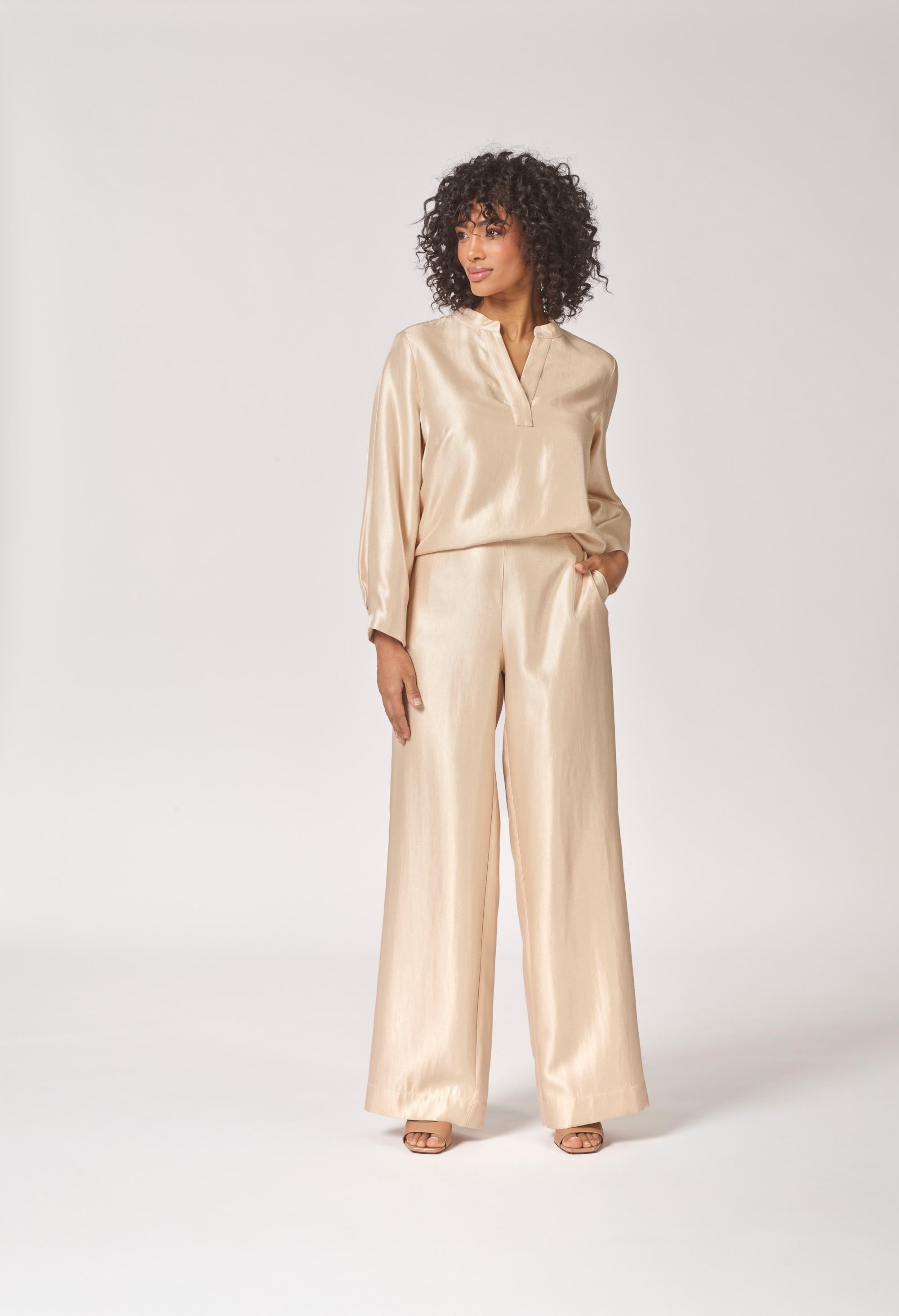 Wijde broek in satijn - Gold