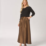 Lange rok met plooien - Olive