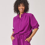 Soepelvallende blouse met rekker - Violet