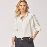 Soepelvallende blouse met rekker - White