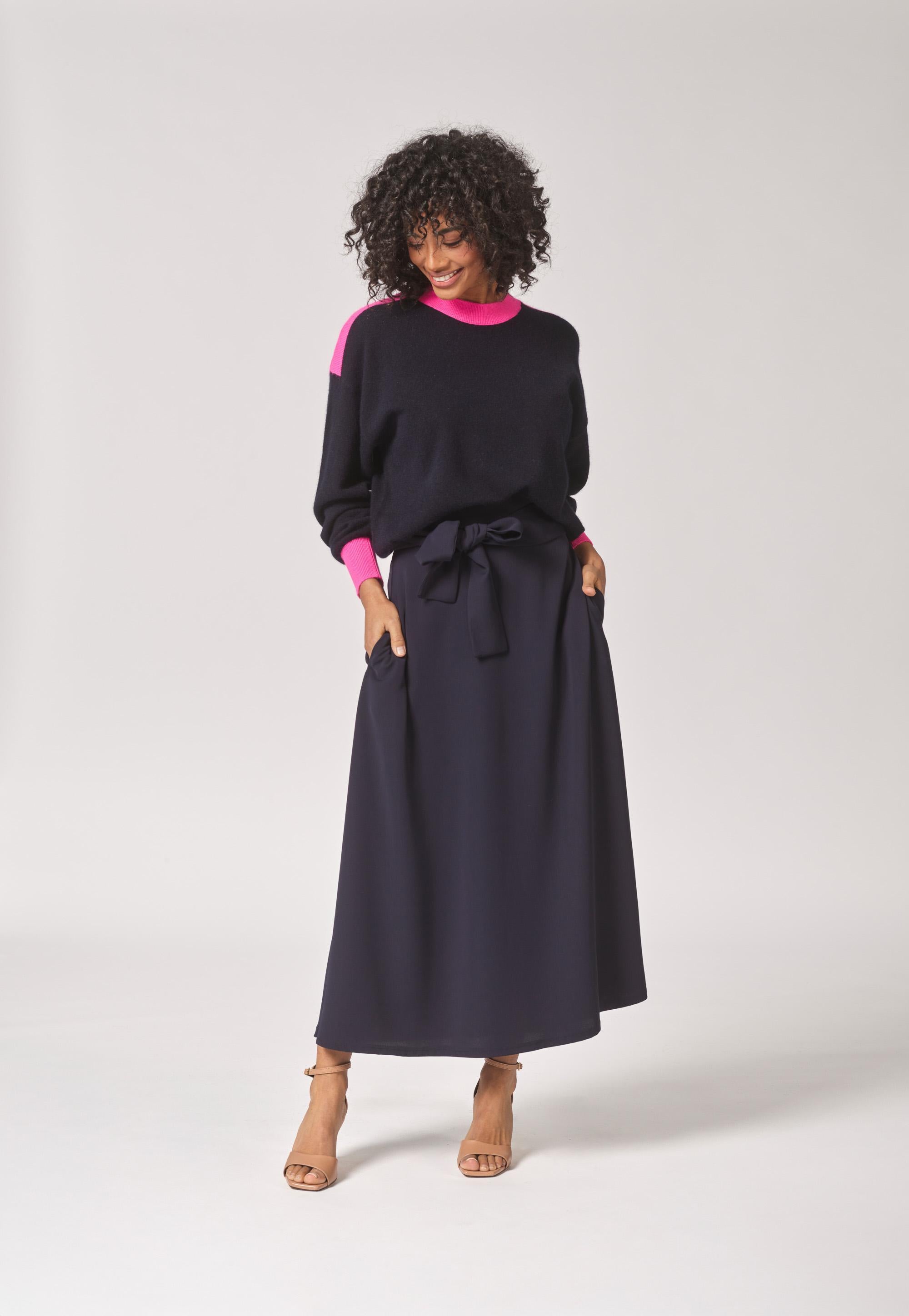 A-lijn rok met taillelint - Navy