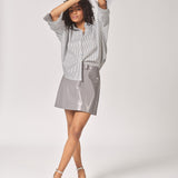 Oversized blouse met knoopdetail - Grey Stripe