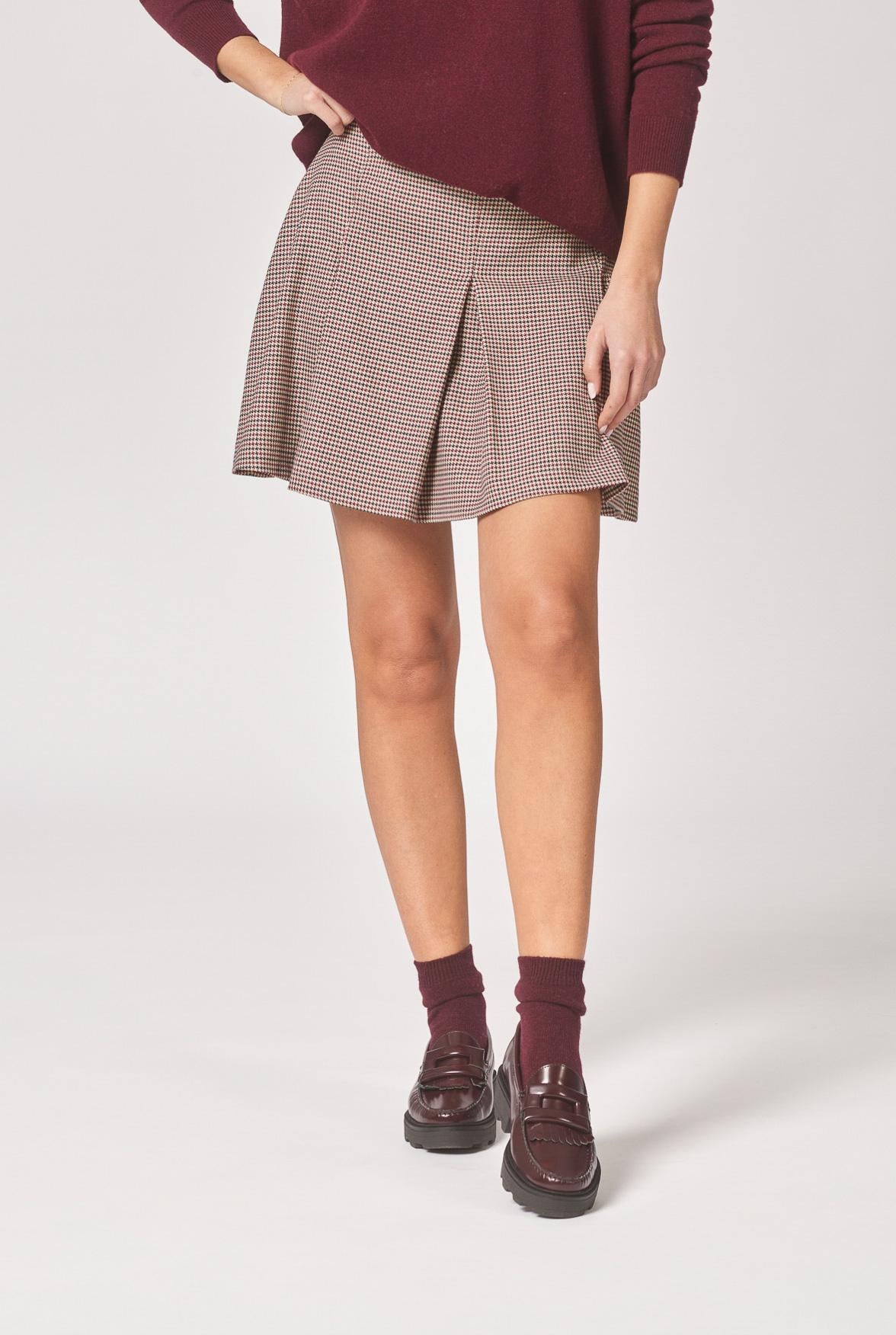 Korte plooirok - Pied de poule