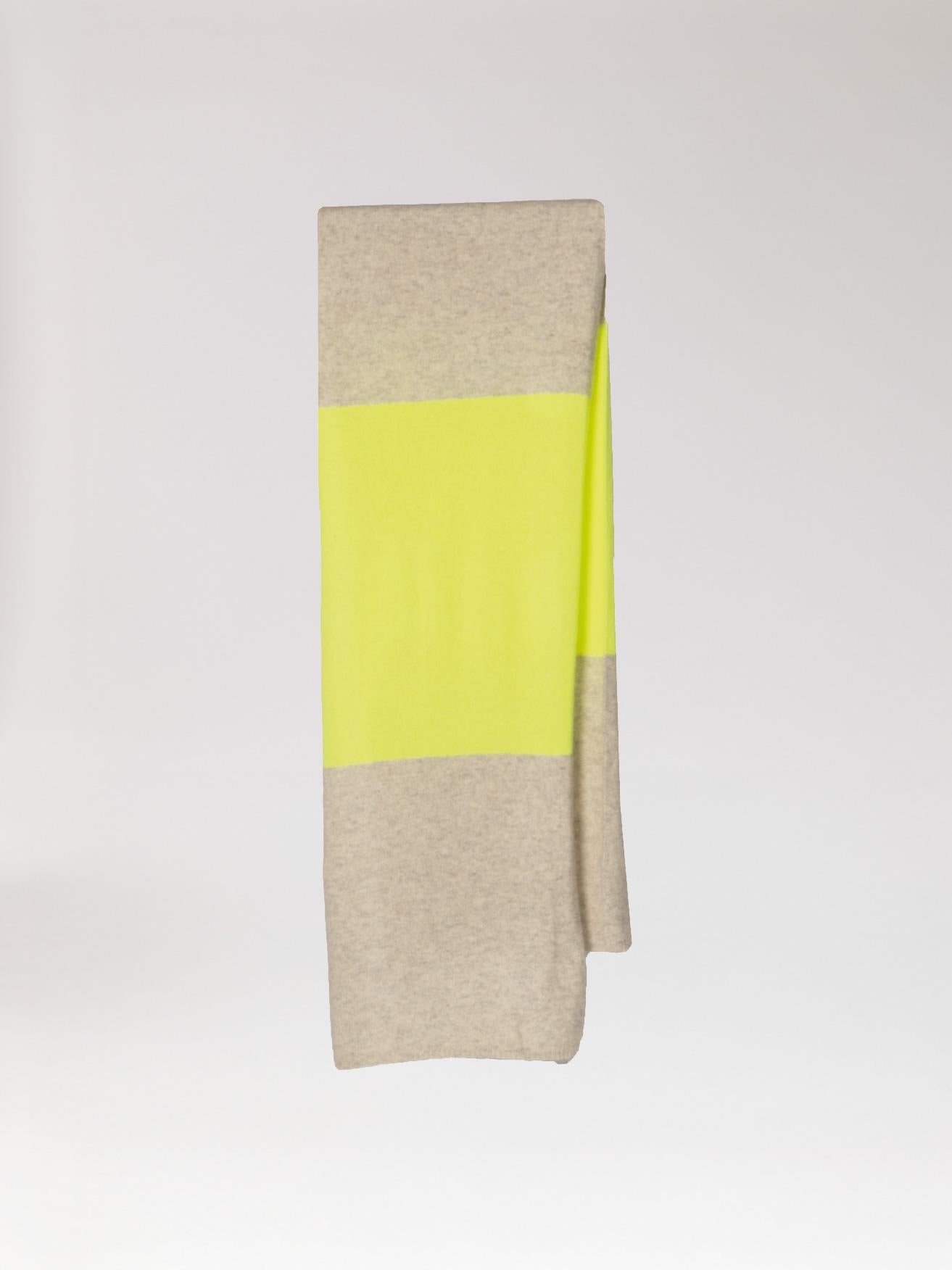 zachte sjaal - Beige / Fluo Yellow