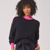 Pull met ronde hals en kleurdetail - Marine / Pink
