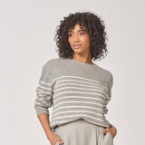 Pull met streepjesmotief - Grey / Ecru