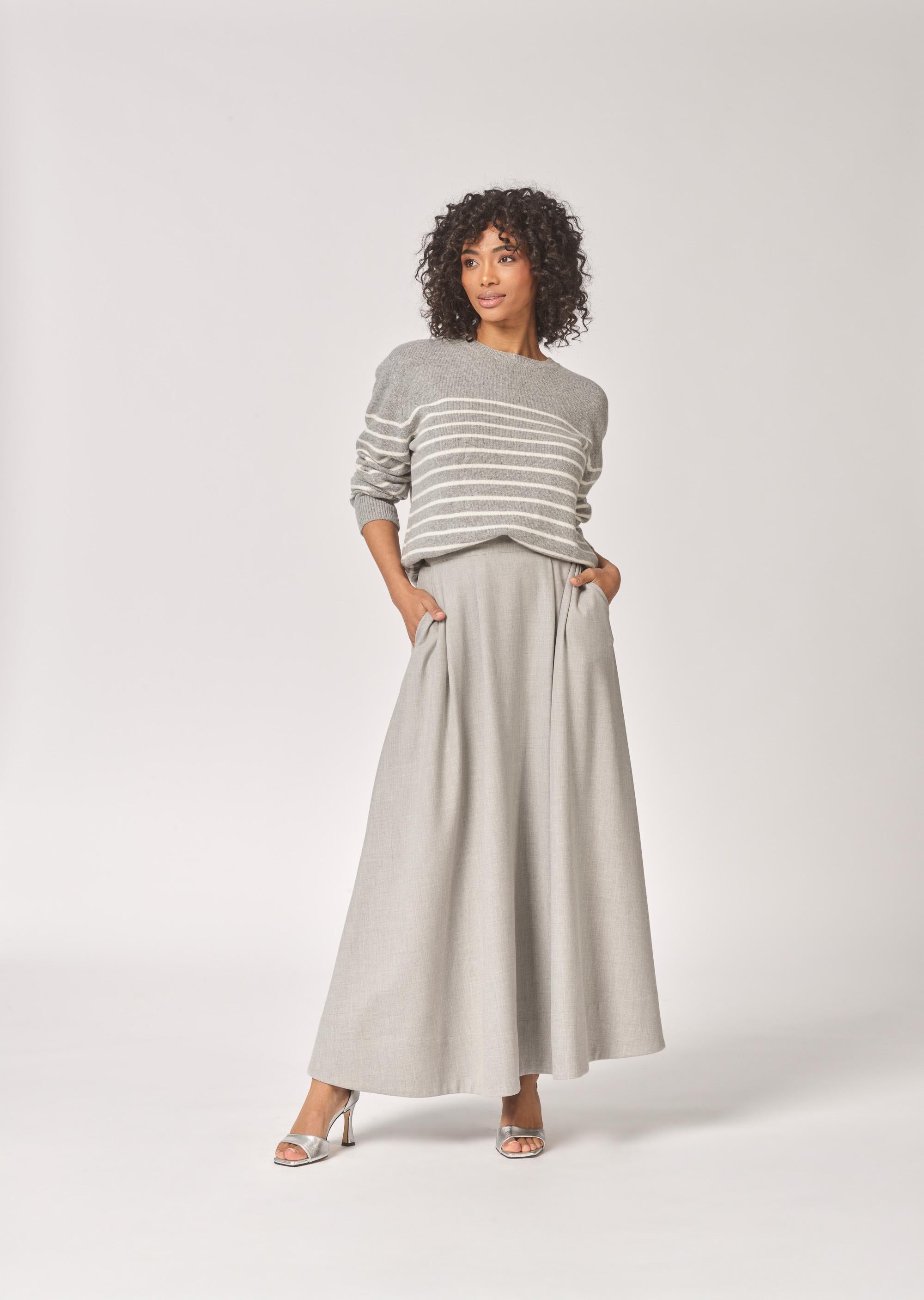 Pull met streepjesmotief - Grey / Ecru