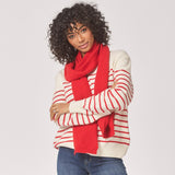Pull met streepjesmotief - Ecru / Red
