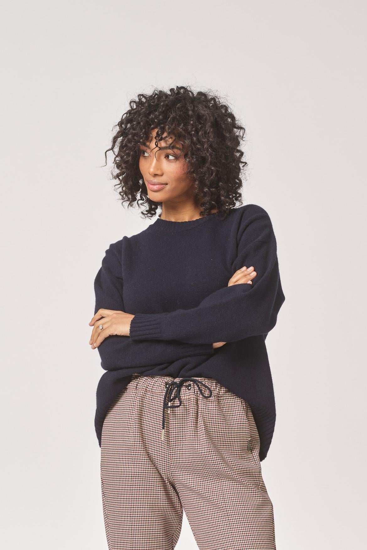 Losse pull met ronde hals - Navy