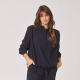 Soepelvallende blouse met rekker - Navy