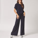 Wijde broek in crêpe - Navy