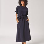 Blouse met elastische mouwdetail - Navy