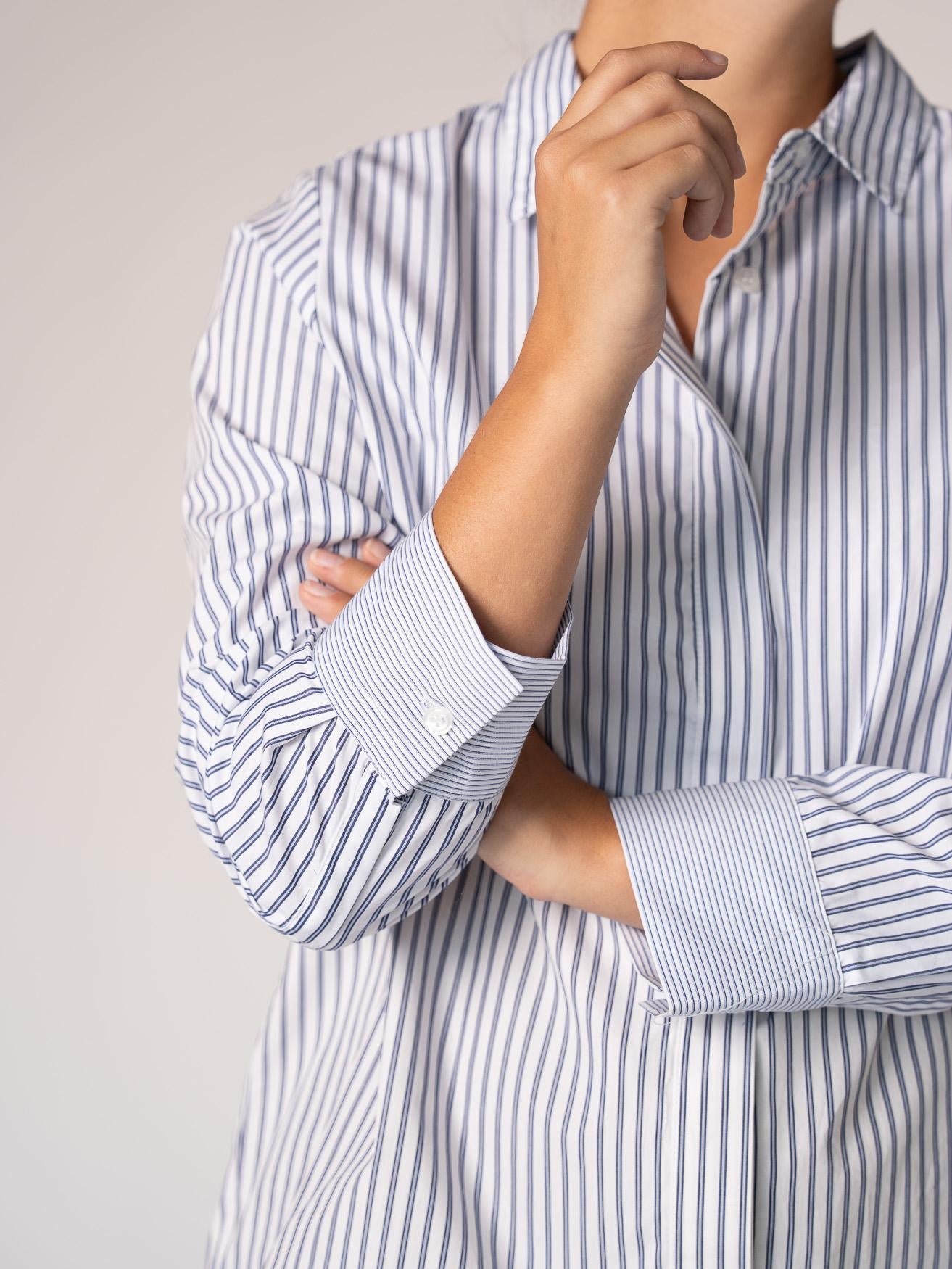 Katoenen blouse met knoopsluiting - Blue Stripe