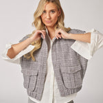 Mouwloze bomberjas met zakken - Grey Sparkle