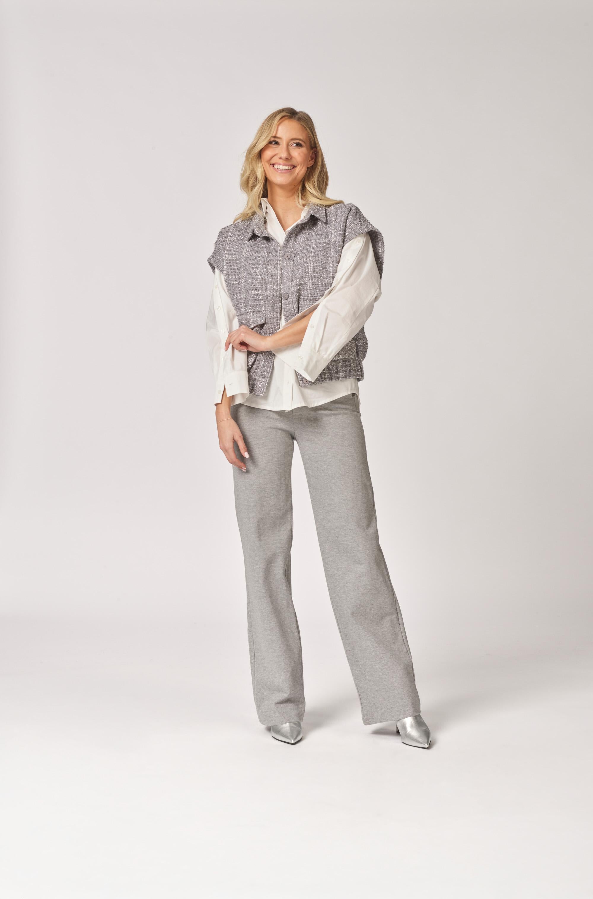 Mouwloze bomberjas met zakken - Grey Sparkle