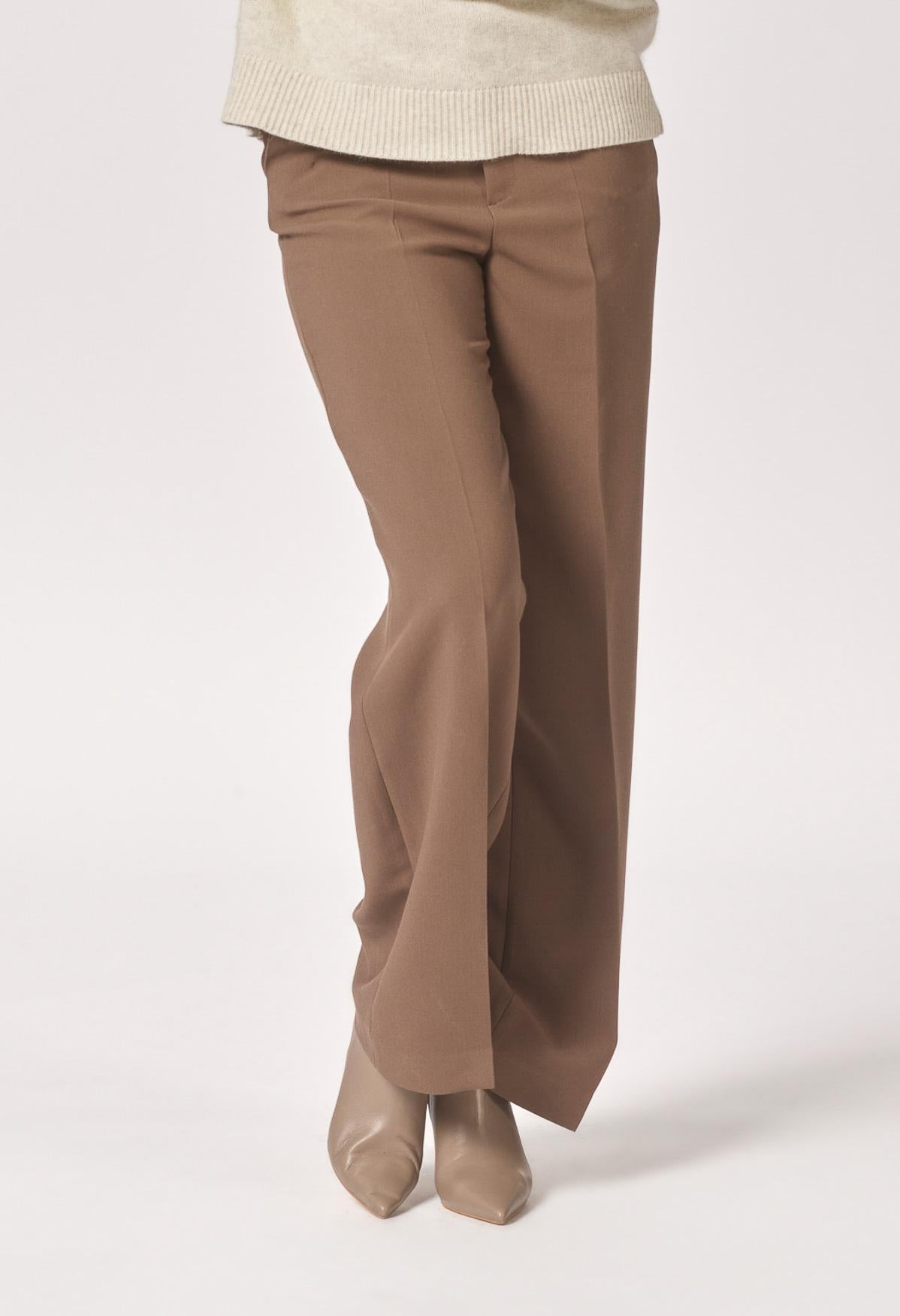 Wijde broek middelhoge taille - Dark Taupe