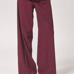 Wijde broek met bandplooi - Burgundy