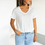 T-shirt met v-hals - Off white