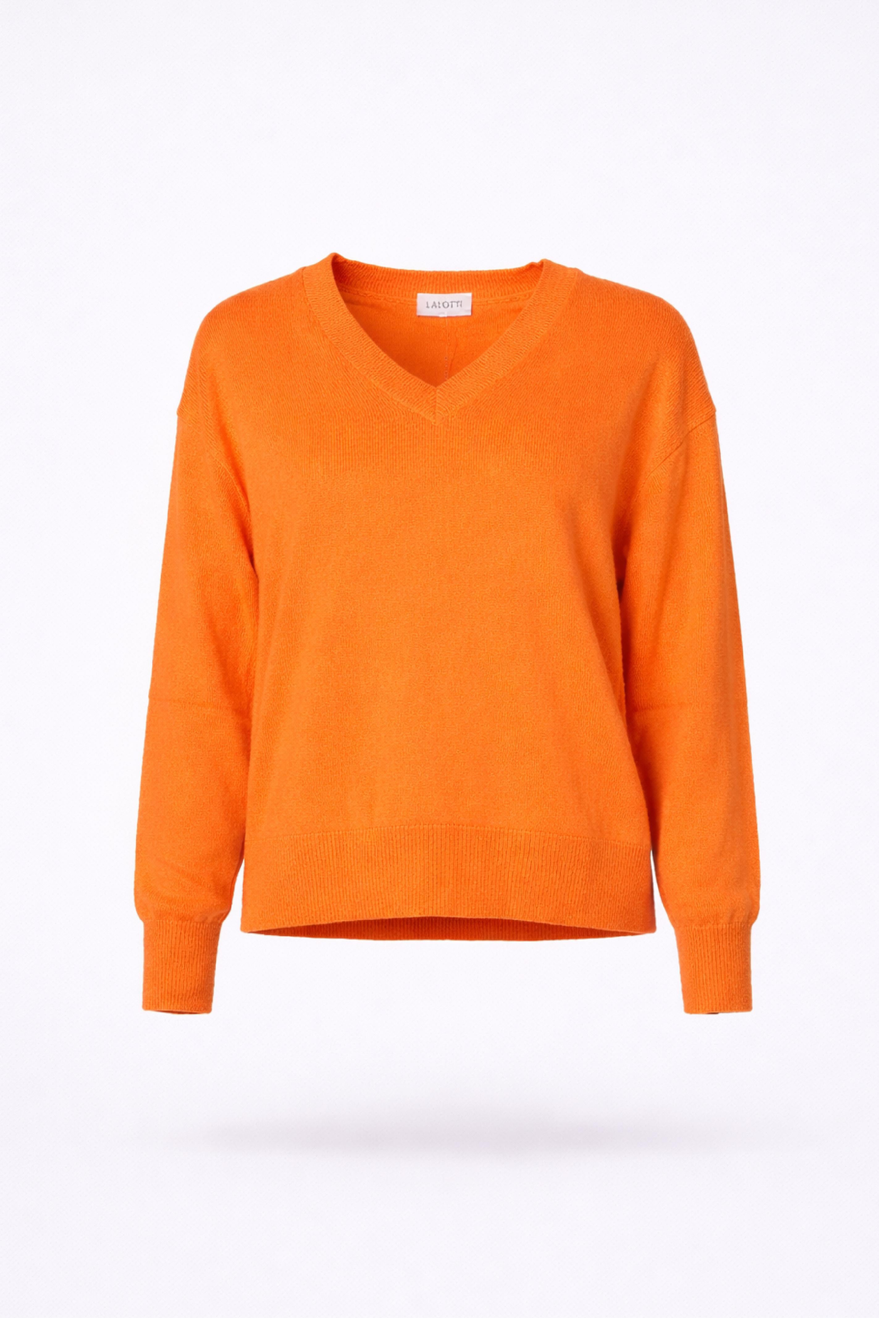 V-pull met lange mouwen - Neon Orange