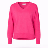 V-pull met lange mouwen - Neon Pink