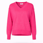 V-pull met lange mouwen - Neon Pink