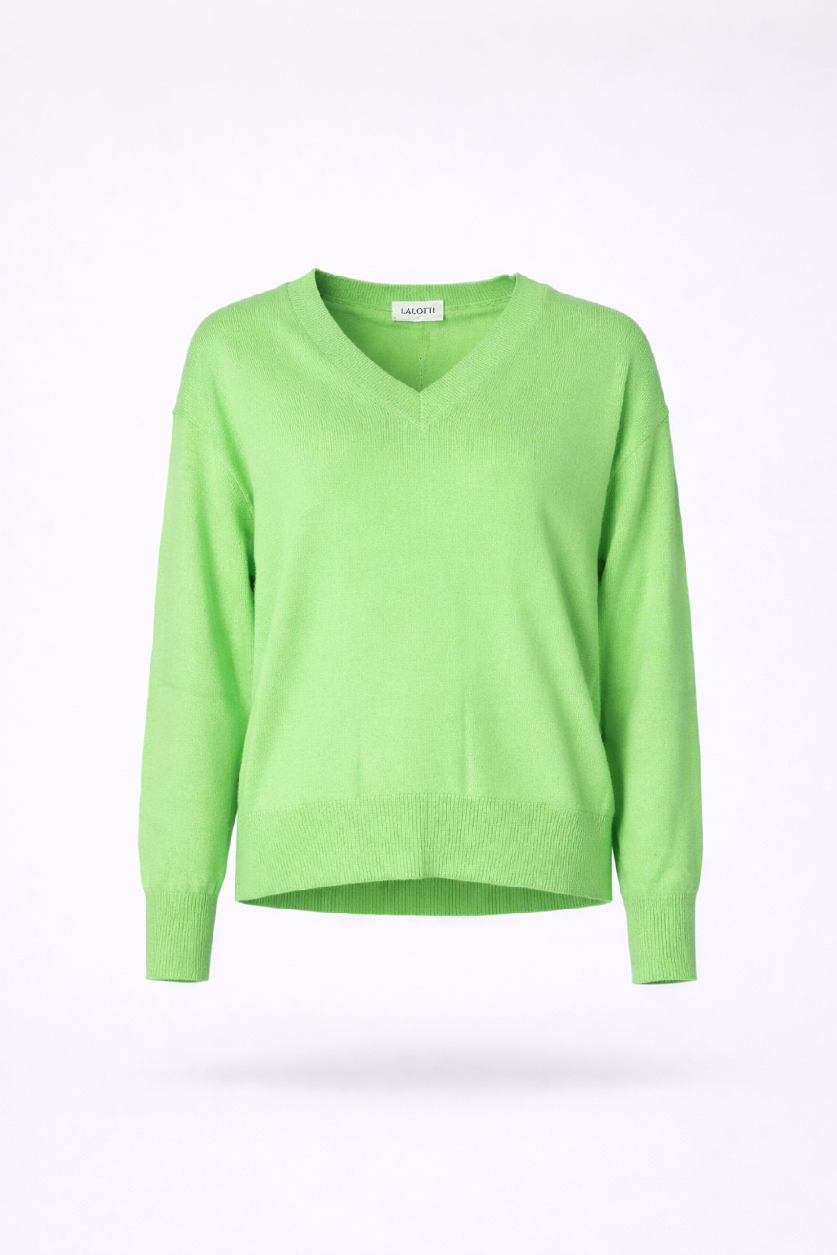 V-pull met lange mouwen - Neon Green