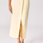 Jeansrok met scheve split - Butter yellow