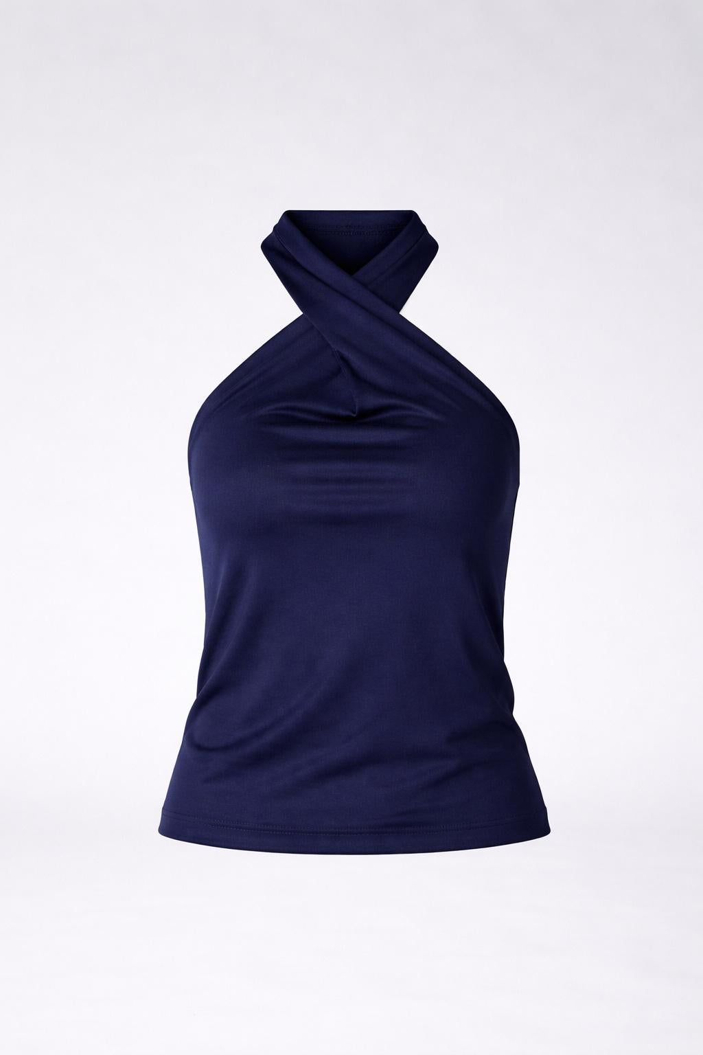 Twisted halter top - Navy