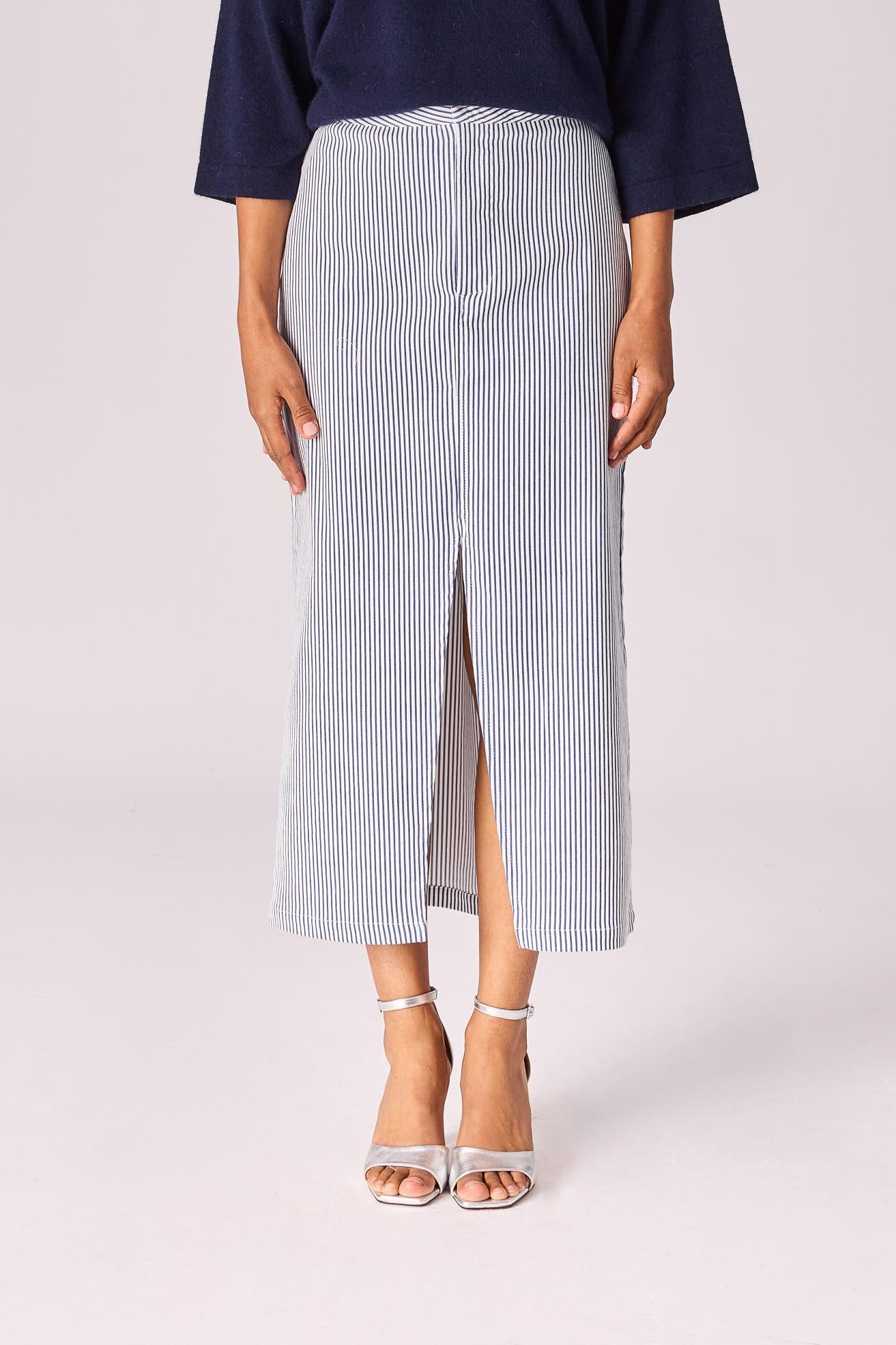 Rok in stretchstof - Blue stripe