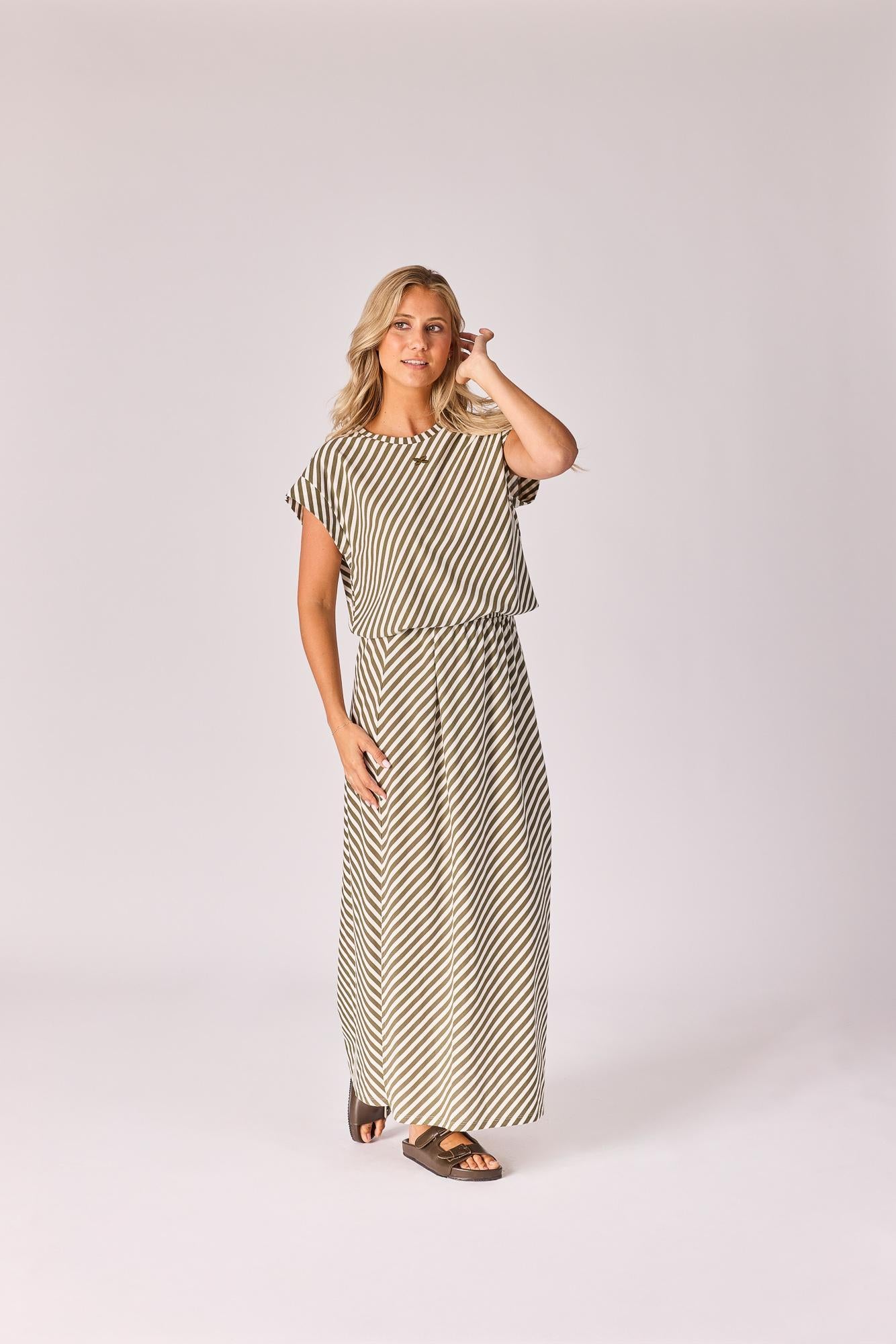T-shirt met streepjesmotief - Green stripe