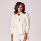 Blouse in bloemenkant - Ecru