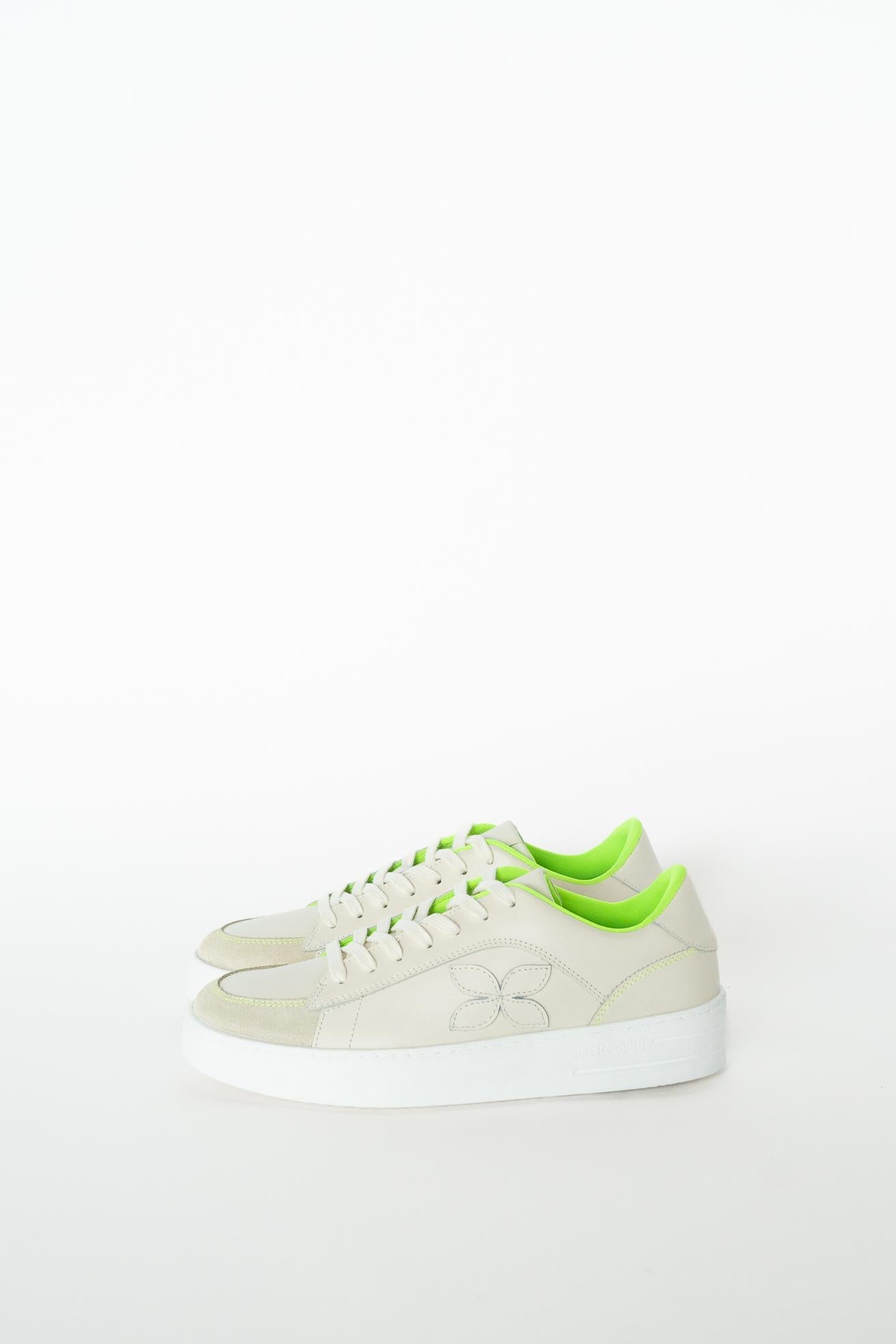 Sneaker - Off White / Neon Green