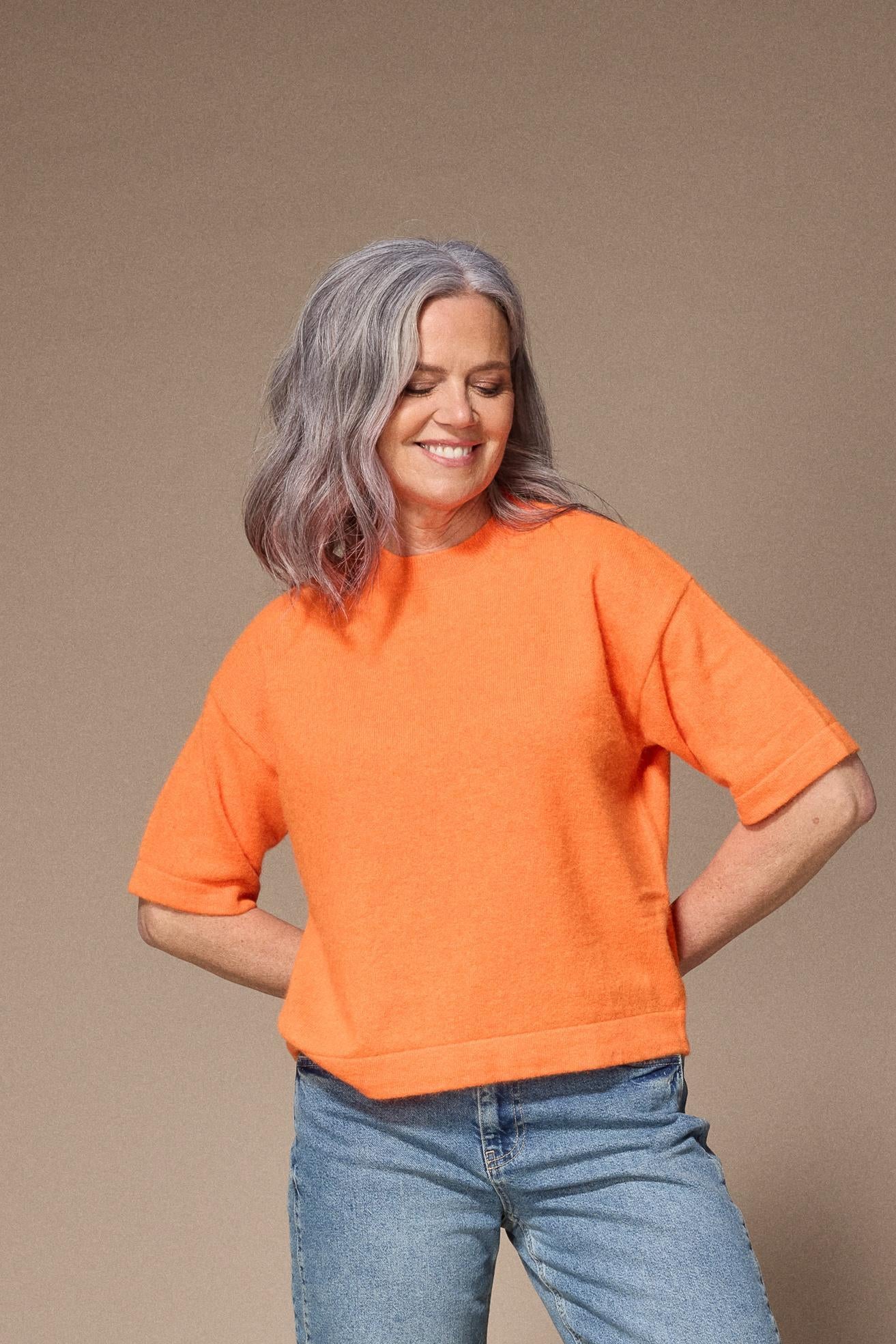pull met 3/4de mouw - Neon orange