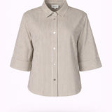 Jas uit stretch stof - Taupe stripe