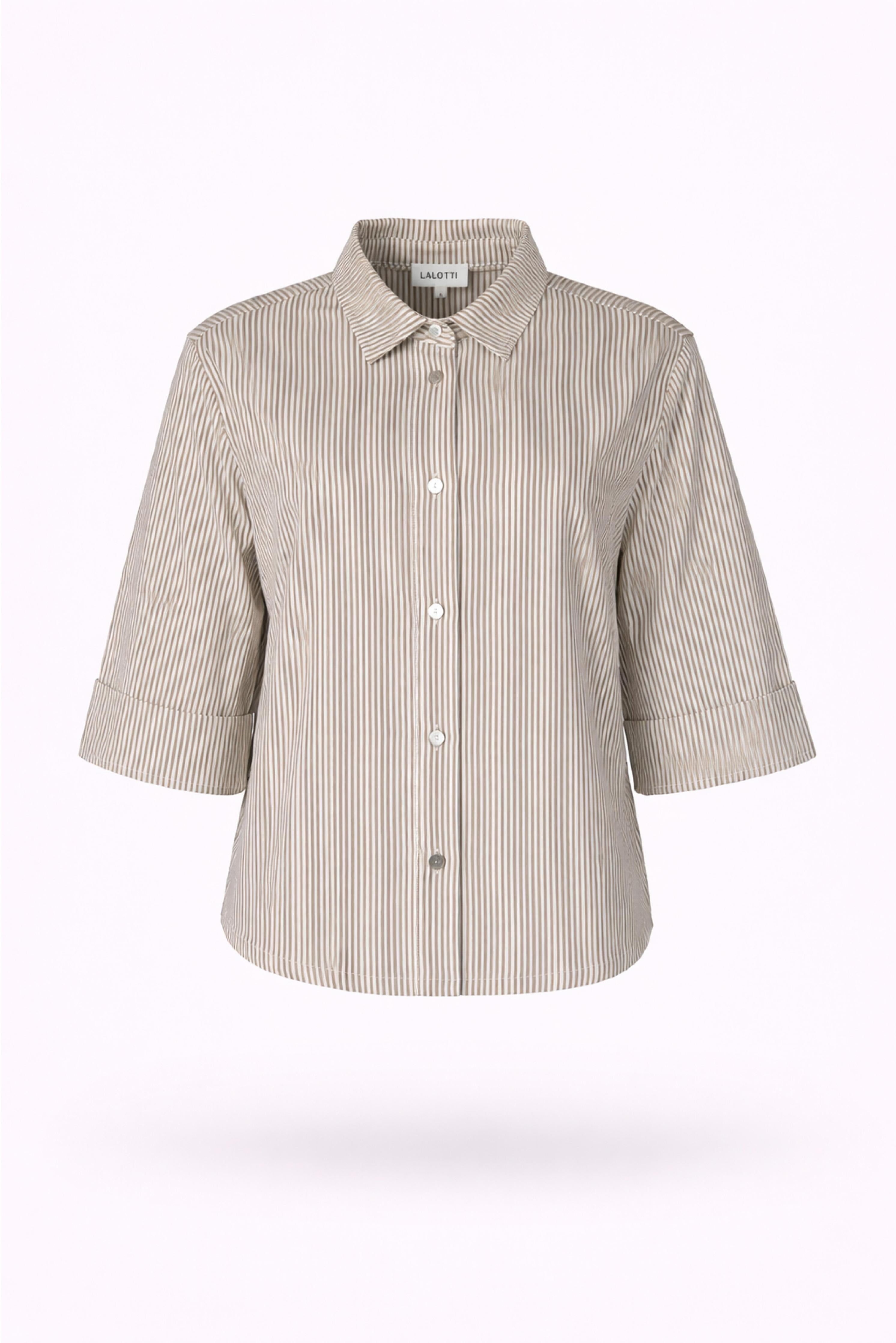 Jas uit stretch stof - Taupe stripe
