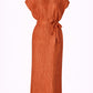 Lange jurk in frippé stof - Burnt orange