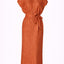 Lange jurk in frippé stof - Burnt orange