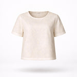 Blouse in bloemenkant - Ecru