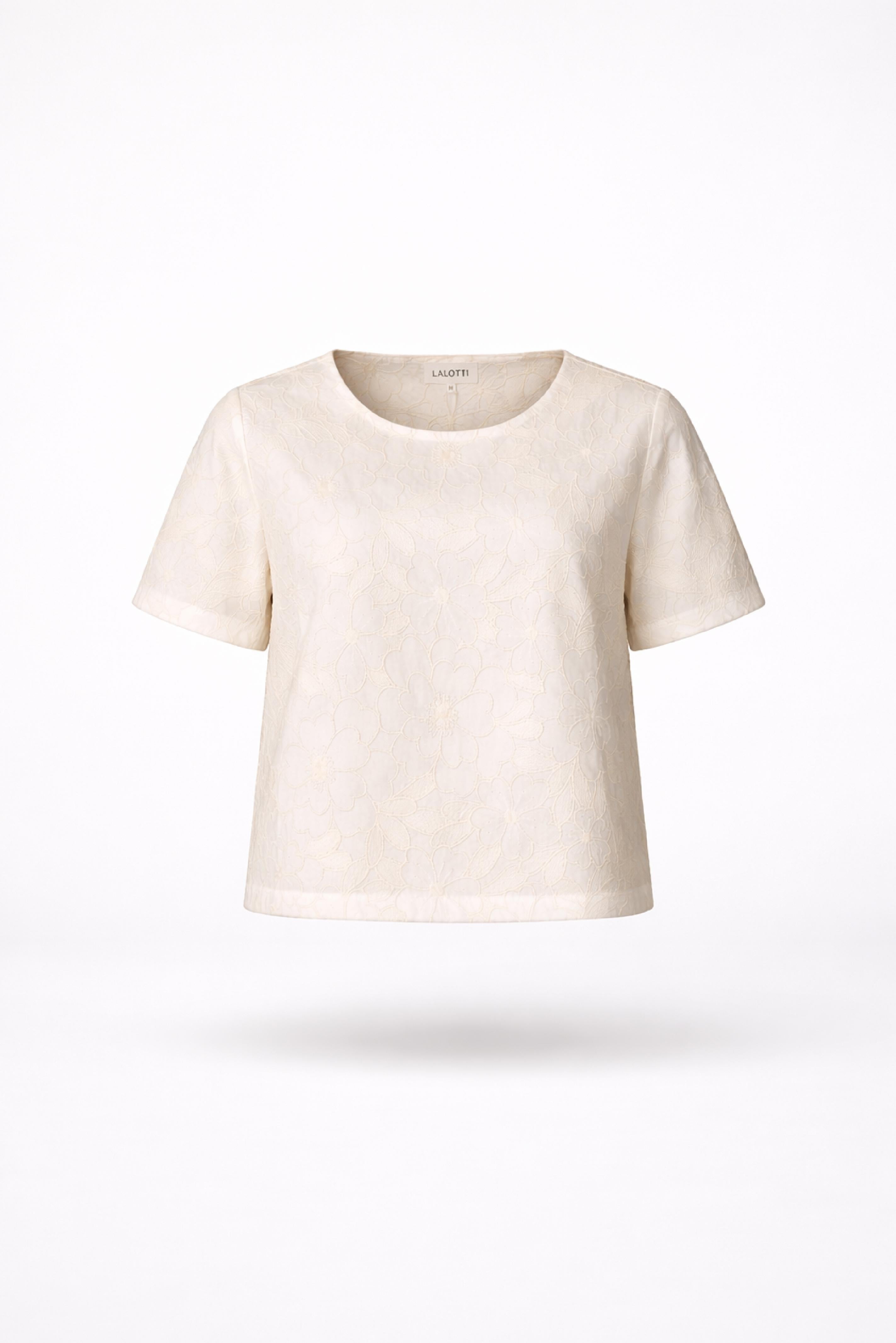 Blouse in bloemenkant - Ecru