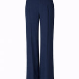 Wijde broek met bandplooi - Navy