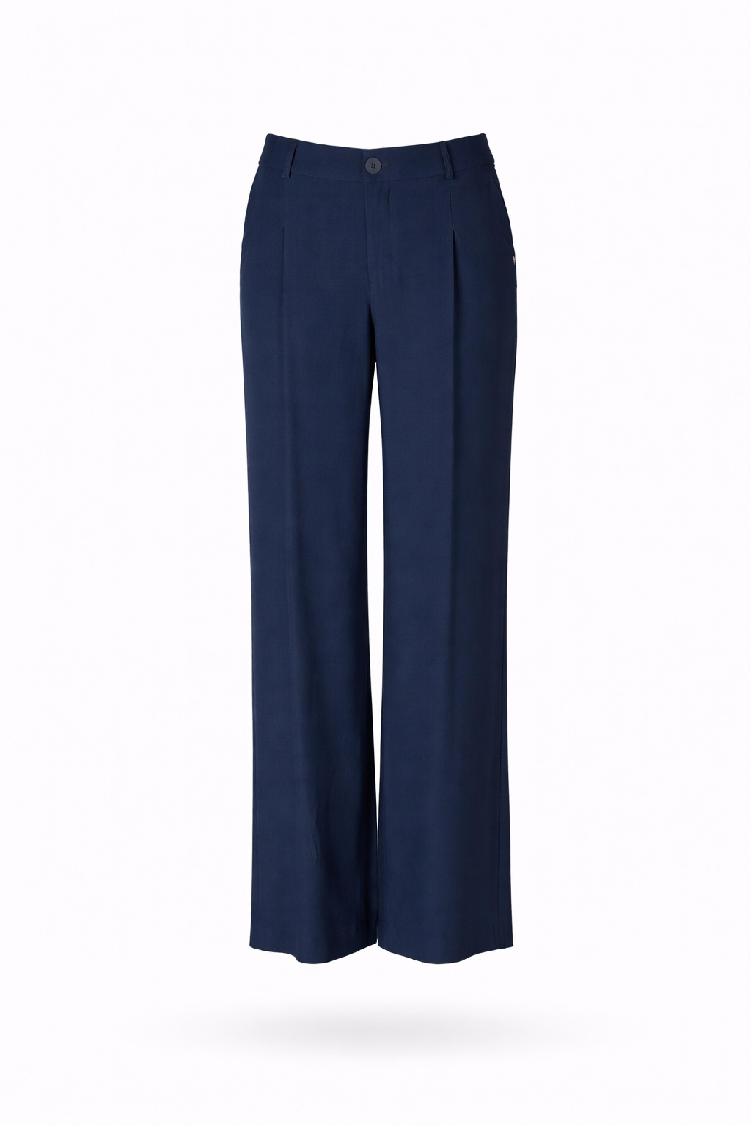 Wijde broek met bandplooi - Navy