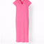 T-shirt jurk met v-hals - Neon pink