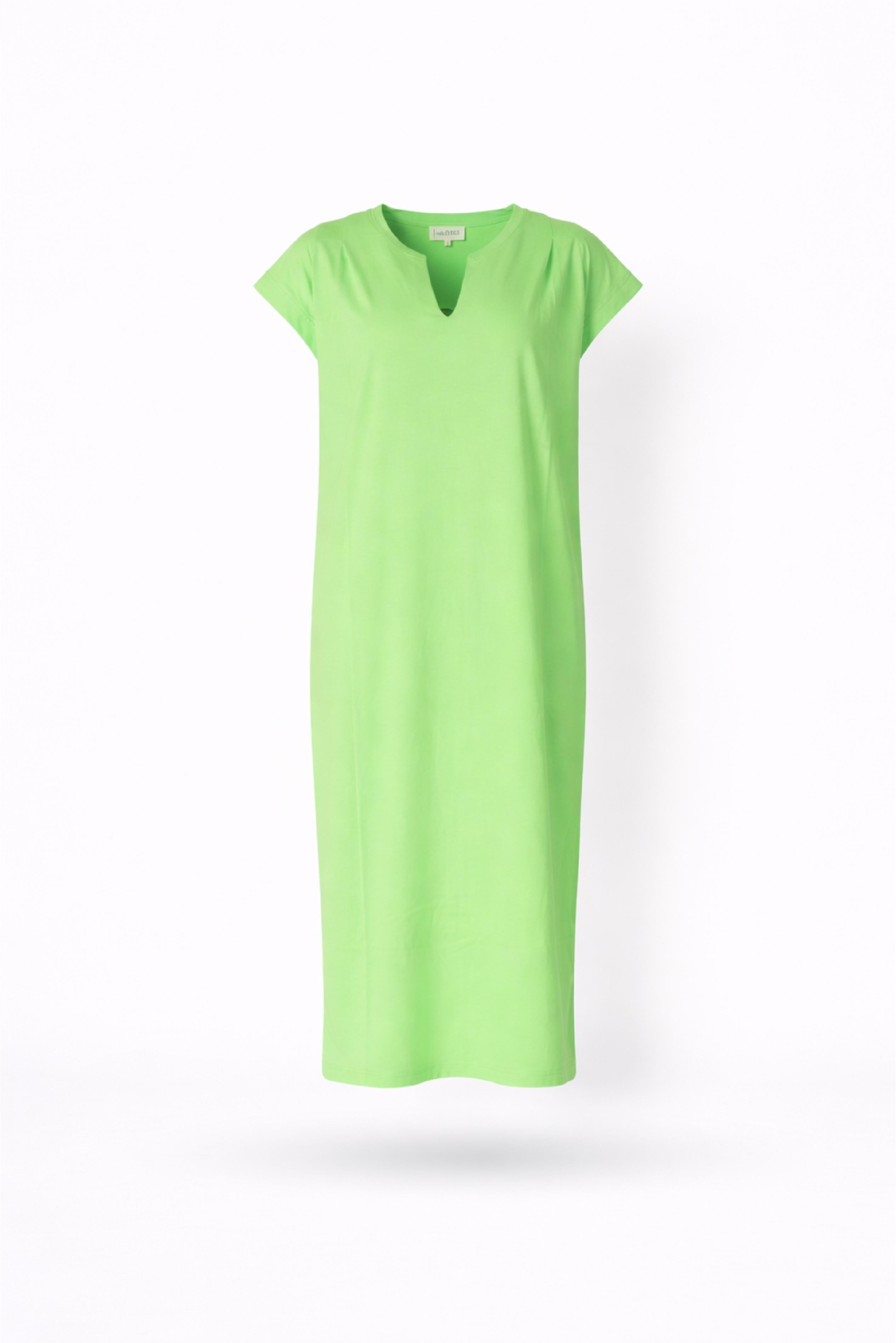 T-shirt jurk met v-hals - Neon green