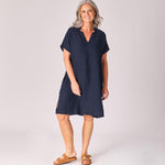 Linnen mini-jurk - Navy