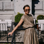 Top in frippé stof - Pistache