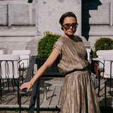 Top in frippé stof - Pistache