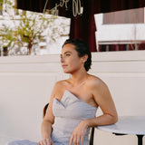 Bustier top in stretchstof - Taupe stripe