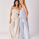 Bustier top in stretchstof - Blue stripe