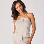 Bustier top in stretchstof - Taupe stripe